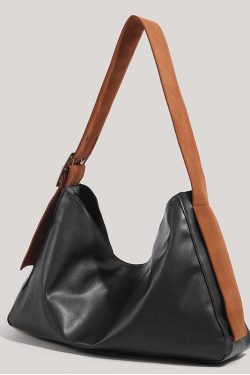 New Retro Black Large Capacity  Solid Durable Faux Leather Messenger Bag