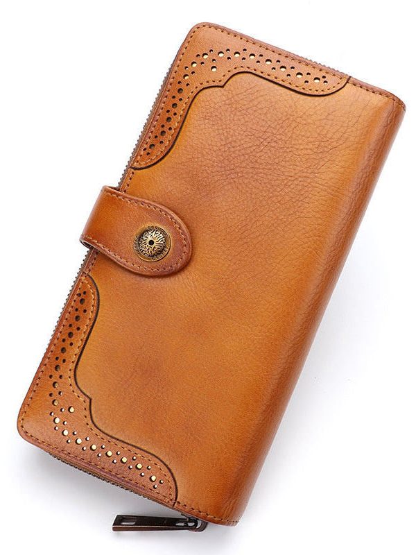 New Retro Brown Durable Versatile Calf Leather Wallet Purse