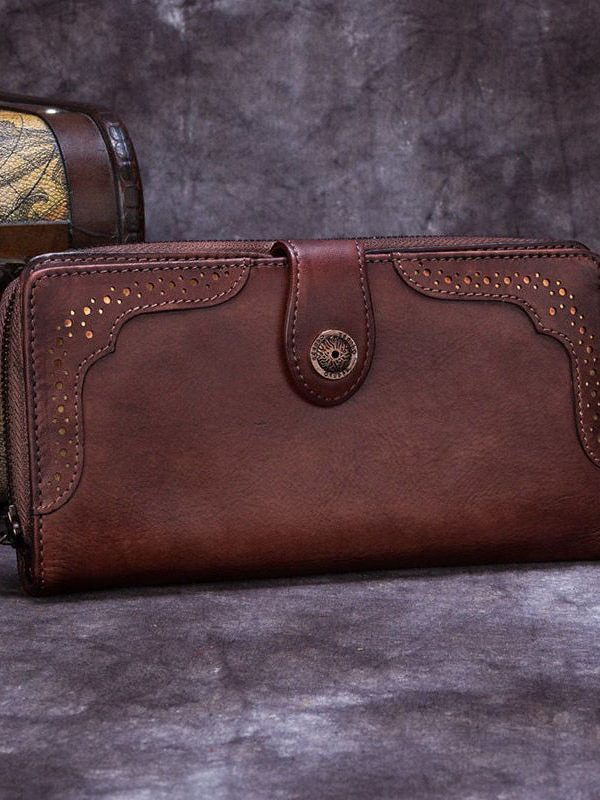 New Retro Brown Durable Versatile Calf Leather Wallet Purse