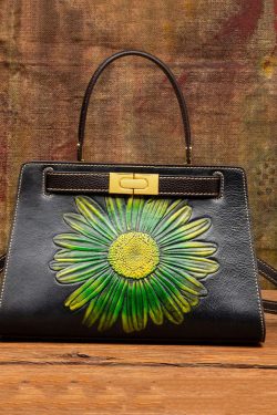 New Retro Brown Embossed Calf Leather Messenger Bag