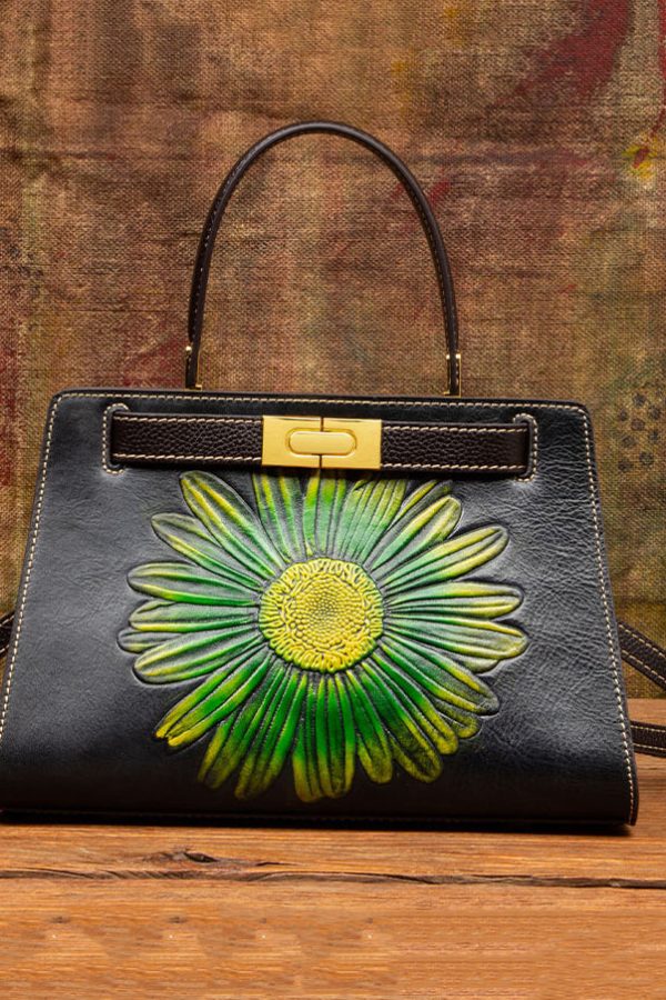 New Retro Brown Embossed Calf Leather Messenger Bag