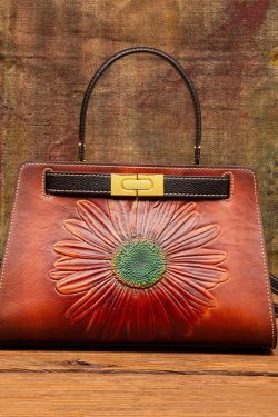 New Retro Brown Embossed Calf Leather Messenger Bag