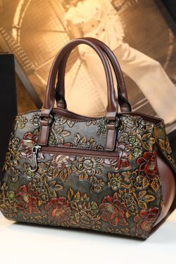 New Retro Brown Embossed Solid Durable Women Handbags