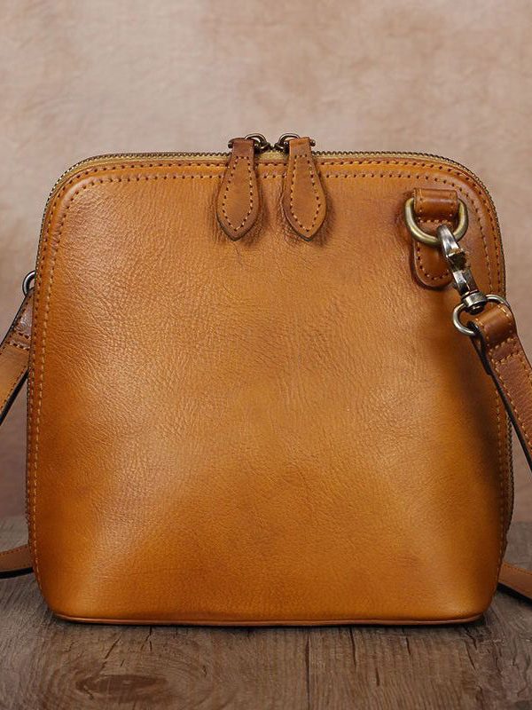 New Retro Brown Solid Durable Calf Leather Satchel Handbag