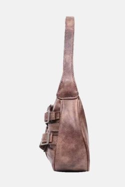 New Retro Brown Tie Dye Side Pockets Faux Leather Shoulder Handbag