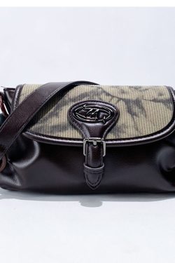 New Retro Chocolate Ink Wash Painting Faux Leather Shoulder Bags