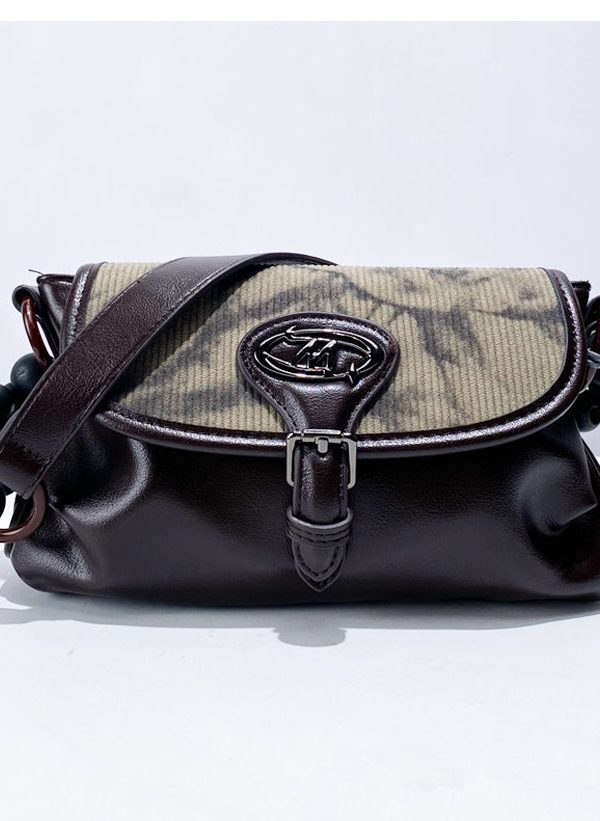 New Retro Chocolate Ink Wash Painting Faux Leather Shoulder Bags