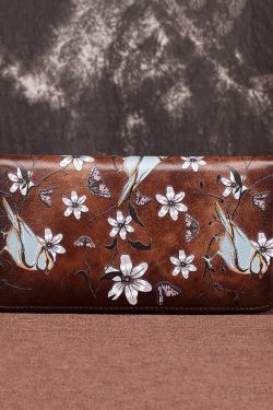 New Retro Coffee Embossed Calf Leather Wallet Purse