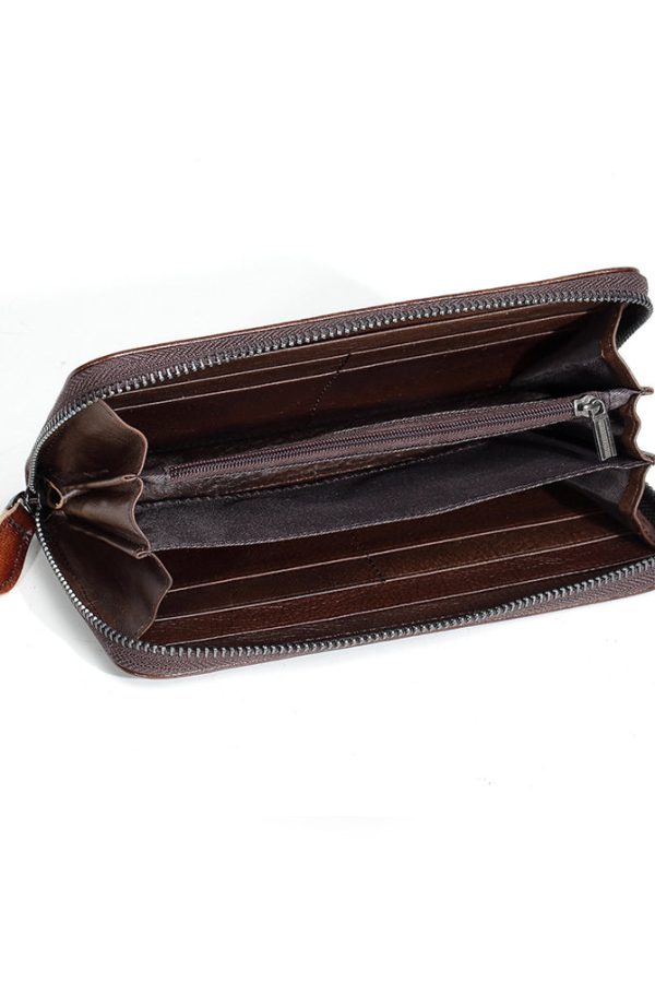 New Retro Coffee Embossed Calf Leather Wallet Purse