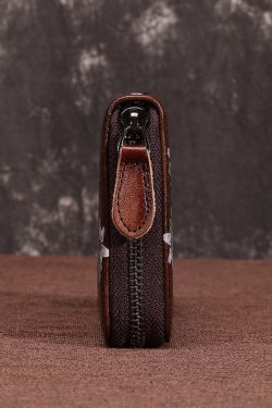 New Retro Coffee Embossed Calf Leather Wallet Purse