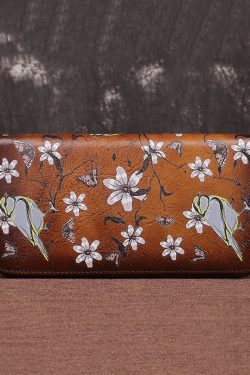 New Retro Coffee Embossed Calf Leather Wallet Purse