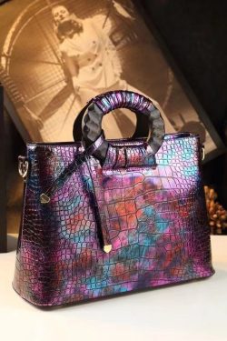 New Retro Gradient Color Large Capacity Faux Leather Tote Handbag