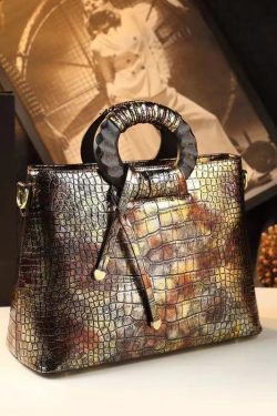 New Retro Gradient Color Large Capacity Faux Leather Tote Handbag