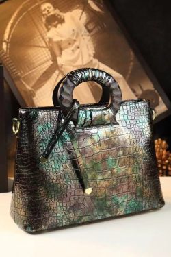 New Retro Gradient Color Large Capacity Faux Leather Tote Handbag