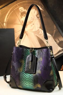 New Retro Gradient Color Serpentine Faux Leather Satchel Handbag