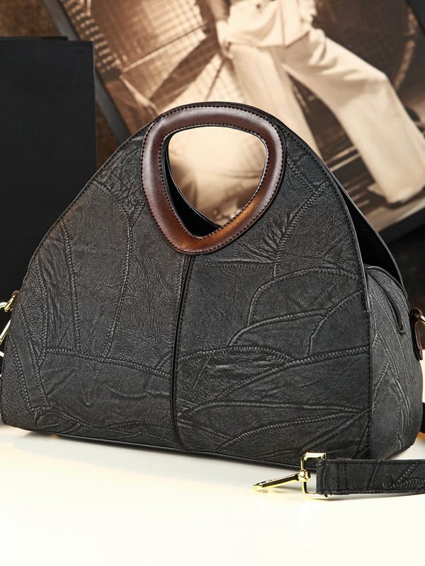 New Retro Green Solid Durable Faux Leather Tote Handbag