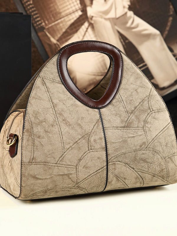 New Retro Green Solid Durable Faux Leather Tote Handbag