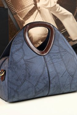 New Retro Green Solid Durable Faux Leather Tote Handbag