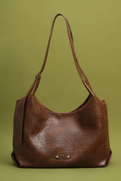 New Retro Large Capacity Solid Durable Faux Leather Women Handbags