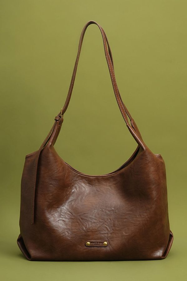 New Retro Large Capacity Solid Durable Faux Leather Women Handbags