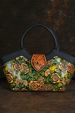 New Retro Red Embossed Calf Leather Tote Handbag