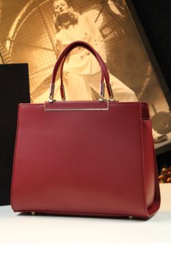 New Retro Red Embroideried Calf Leather Tote Handbag