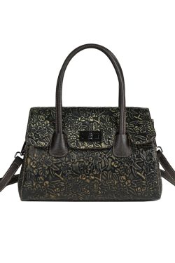 New Retro Silver Embossed Calf Leather Tote Handbag