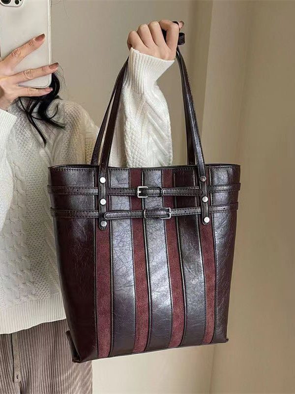 New Retro Versatile Coffee Large Capacity Satchel Bag Handbag
