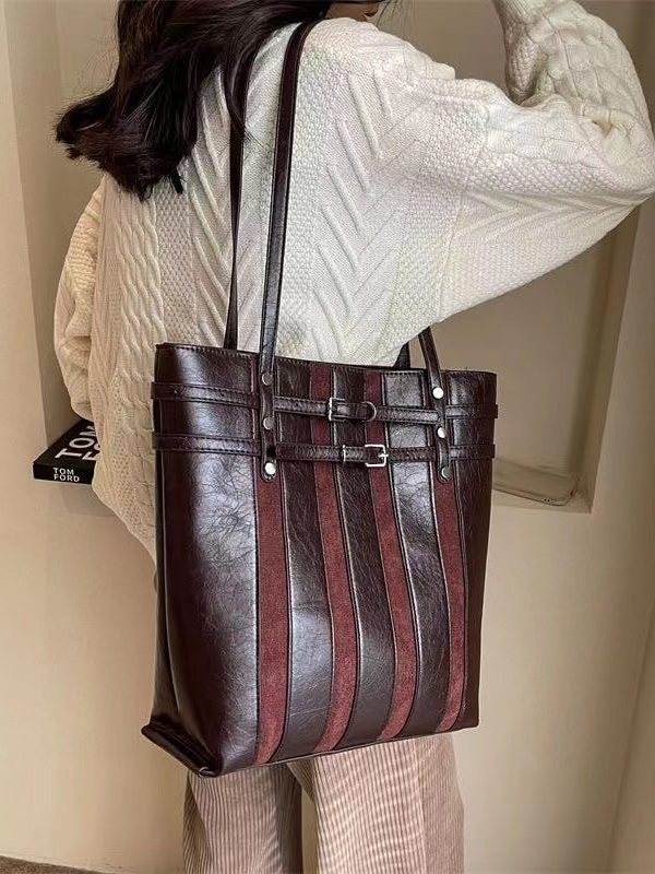 New Retro Versatile Coffee Large Capacity Satchel Bag Handbag