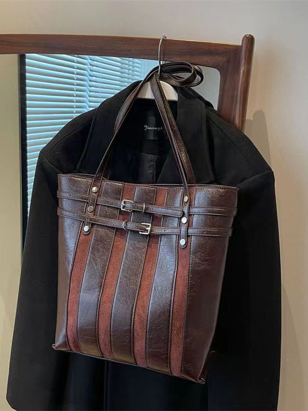 New Retro Versatile Coffee Large Capacity Satchel Bag Handbag