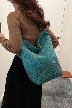 New Rose Large Capacity Zircon Faux Suede Shoulder Bag