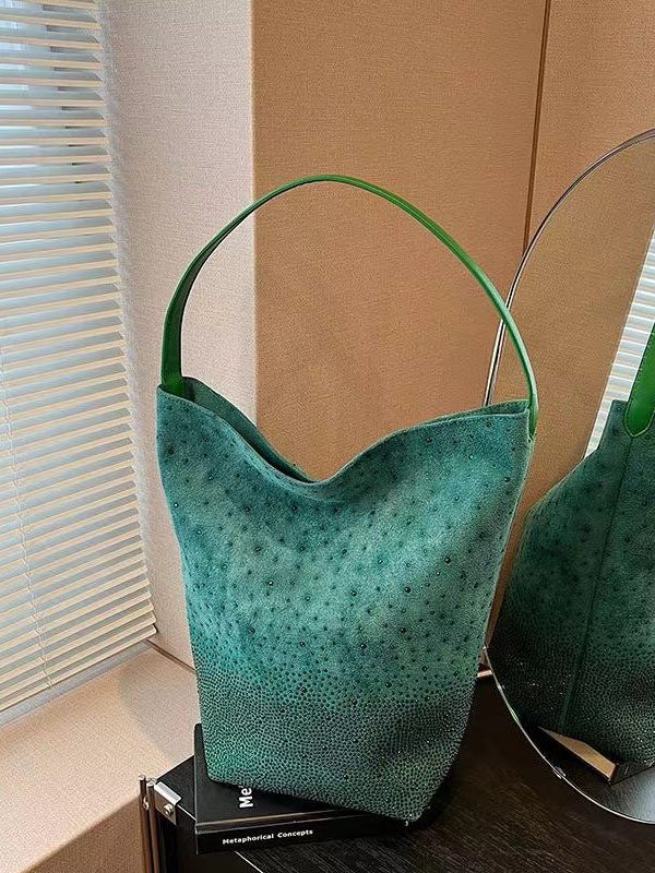 New Rose Large Capacity Zircon Faux Suede Shoulder Bag