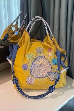 New Style Embroidery Large Capacity Nylon Shopping Bag