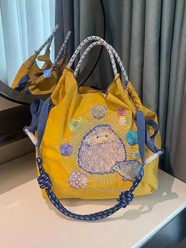 New Style Embroidery Large Capacity Nylon Shopping Bag