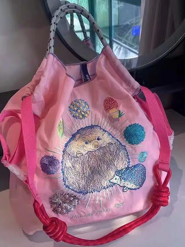 New Style Embroidery Large Capacity Nylon Shopping Bag