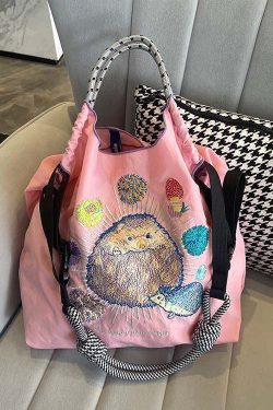 New Style Embroidery Large Capacity Nylon Shopping Bag