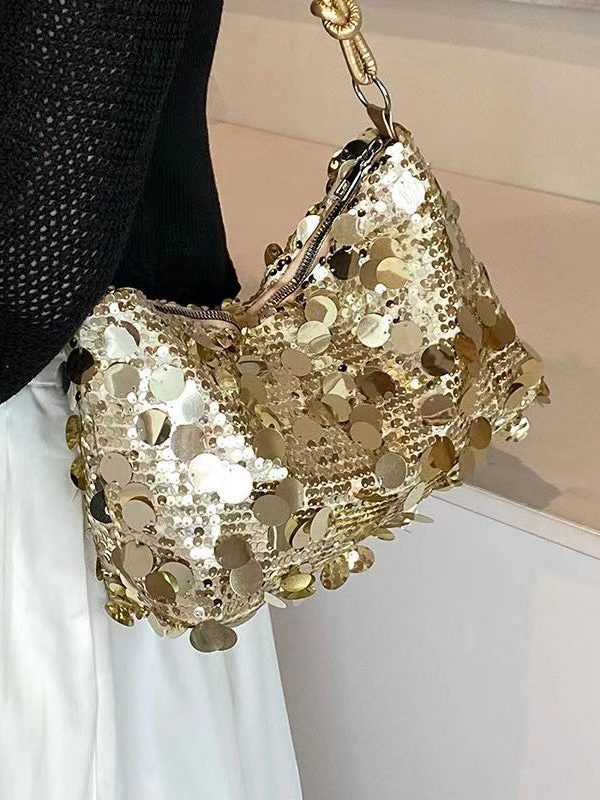 New Stylish Silver Sequins Satchel Bag Handbag