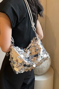 New Stylish Silver Sequins Satchel Bag Handbag