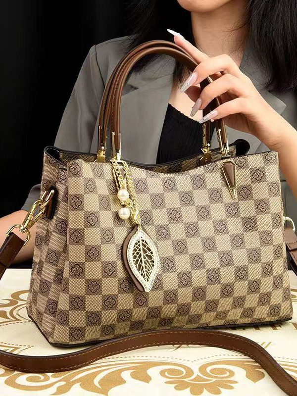 New Versatile Brown Solid Durable Leather Tote Handbag