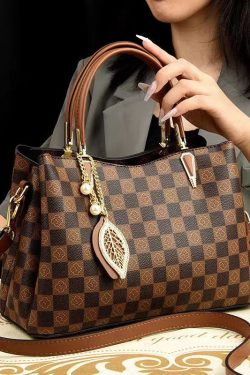 New Versatile Brown Solid Durable Leather Tote Handbag