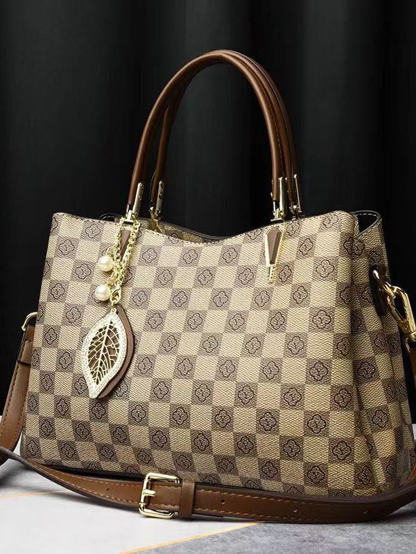 New Versatile Brown Solid Durable Leather Tote Handbag