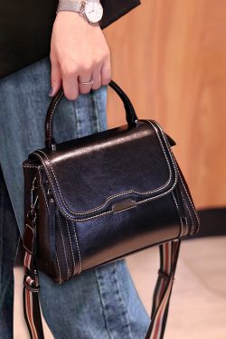 Novelty Coffee Zippered Patchwork Faux Leather Messenger Bag