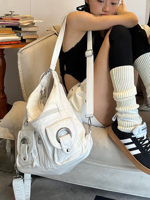 Novelty White High Capacity Design Crossbody Shoulder Bag