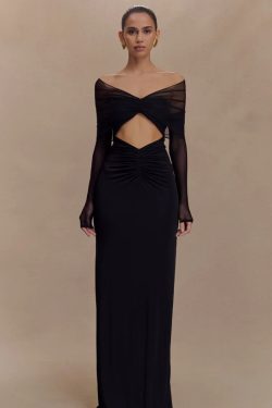Off Shoulder Cut Out Maxi Dress