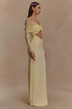 Off Shoulder Cut Out Maxi Dress