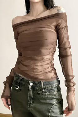 Off Shoulder Mesh Top