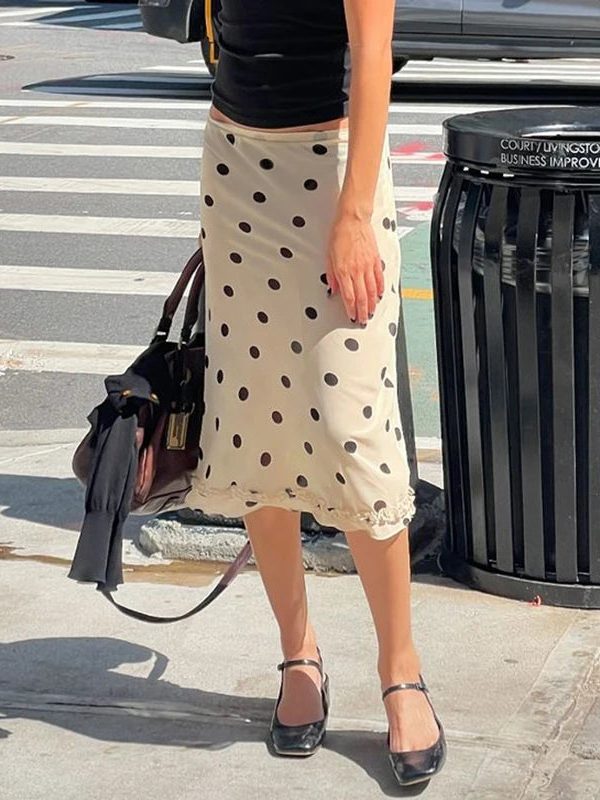 Old Money Polka Dot Midi Skirt