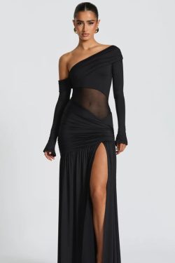 One Shoulder High Slit Maxi Dress