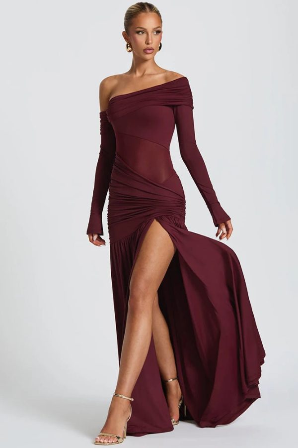 One Shoulder High Slit Maxi Dress