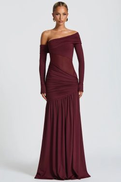 One Shoulder High Slit Maxi Dress